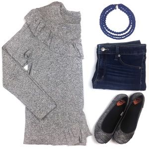 Grey Long Sleeve Ruffle Top by BP -L-